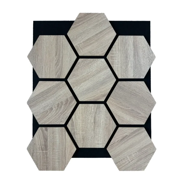 Panneaux acoustiques Feutre Hexagone Chêne Clair – Isolation acoustique – Pour l’intérieur – 80x60x2cm