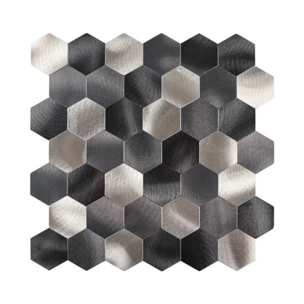 Zelfklevende Mozaiek Wandtegel Hexagon AYDO – Black Steel – 29,4x31x0,4cm