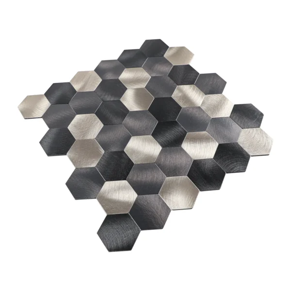 Zelfklevende Mozaiek Wandtegel Hexagon AYDO – Black Steel – 29,4x31x0,4cm - Image 3